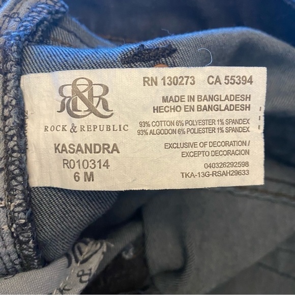 Rock & Republic Kasandra women's size 6 (28) dark wash low rise bootcut jeans - Picture 8 of 9